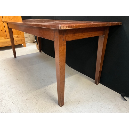 295 - HAND MADE PEGGED AND DOWELED OAK KITCHEN TABLE ON TAPERING LEGS H29” W78” D30”