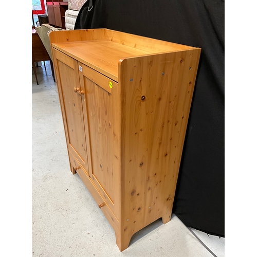 297 - MODERN PINE TALLBOY 2 DOORS WITH DRAWER BELOW H48” W36” D18”