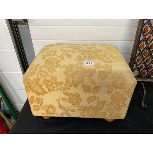 255 - ORNAMENTAL FIRE SCREEN AND UPHOLSTERED FOOTSTOOL