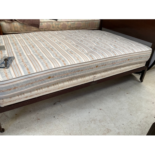 332 - 4FT DOUBLE OAK BEDFRAME COMPLETE WITH STAPLES FIRMA SPRING INTERIOR MATTRESS