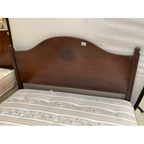 332 - 4FT DOUBLE OAK BEDFRAME COMPLETE WITH STAPLES FIRMA SPRING INTERIOR MATTRESS