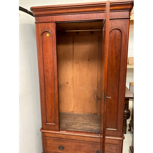 335 - VICTORIAN MAHOGANY ALL HANGING WARDROBE WITH DRAWER TO BASE H79”L 40” D19”