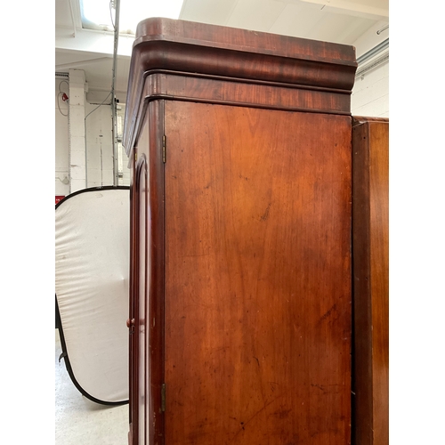 336 - VICTORIAN MAHOGANY DOUBLE WARDROBE WITH FITTED INTERIOR WITH DRAWERS AND SLIDES AND DRAWER TO BASE A... 