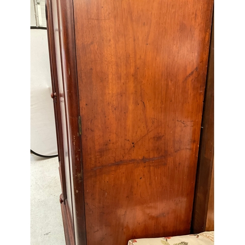 336 - VICTORIAN MAHOGANY DOUBLE WARDROBE WITH FITTED INTERIOR WITH DRAWERS AND SLIDES AND DRAWER TO BASE A... 