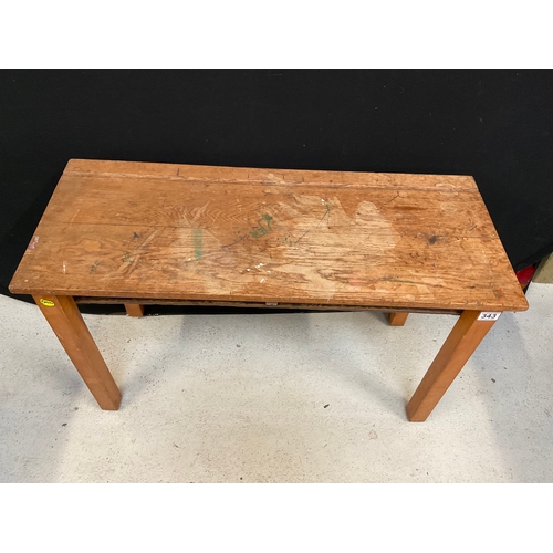 343 - VINTAGE OAK SCHOOL DESK A/F H22” W36” D15”