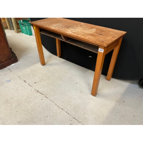 343 - VINTAGE OAK SCHOOL DESK A/F H22” W36” D15”