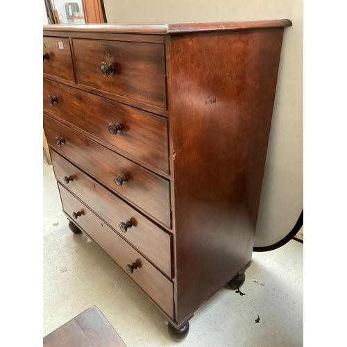 352 - VICTORIAN MAHOGANY 2 OVER 4 BEDROOM CHEST - NO KEY FOR DRAWERS H51