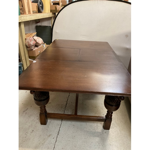 357 - DARK OAK PRIORY STYLE MECHANICAL EXTENDING DINING TABLE H30” L Ext 60” UNEXT 42” D36”