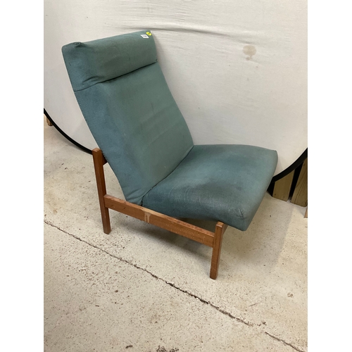 358 - RETRO TEAK UPHOLSTERED SIDE CHAIR