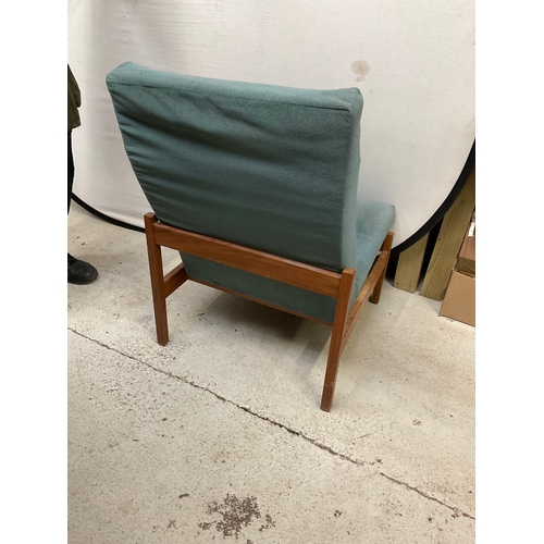 358 - RETRO TEAK UPHOLSTERED SIDE CHAIR