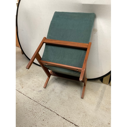 358 - RETRO TEAK UPHOLSTERED SIDE CHAIR