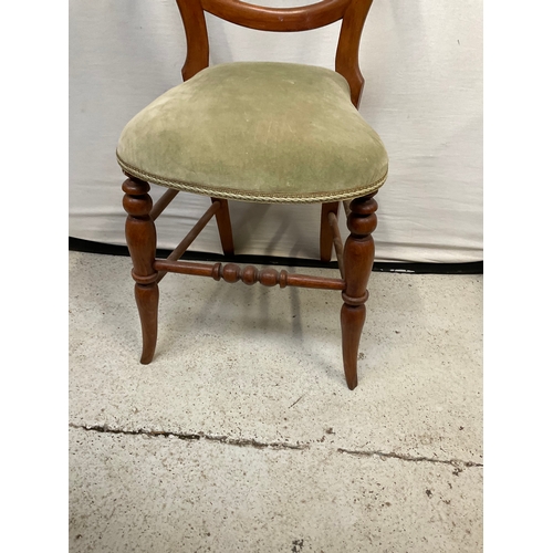 359 - OAK BALLOON BACK BEDROOM CHAIR WITH UPHOLSTERED TOP