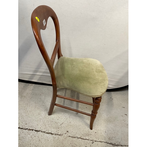 359 - OAK BALLOON BACK BEDROOM CHAIR WITH UPHOLSTERED TOP