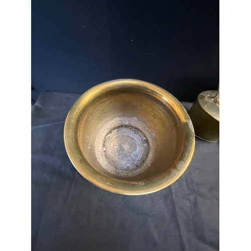 3 - VINTAGE BRASS KETTLE AND JARDINERE