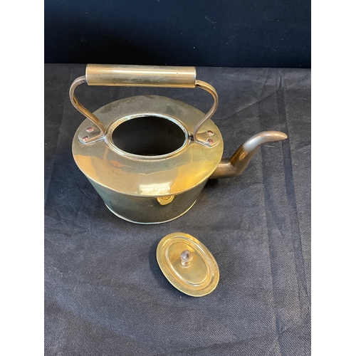 3 - VINTAGE BRASS KETTLE AND JARDINERE