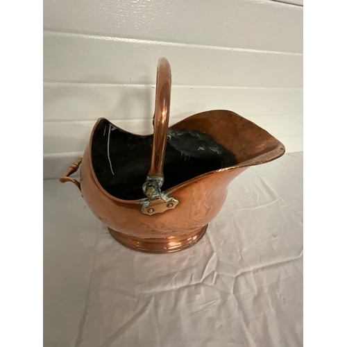 9 - VICTORIAN COPPER HELMET COAL SCUTTLE