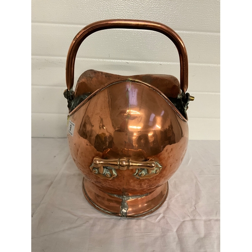 9 - VICTORIAN COPPER HELMET COAL SCUTTLE