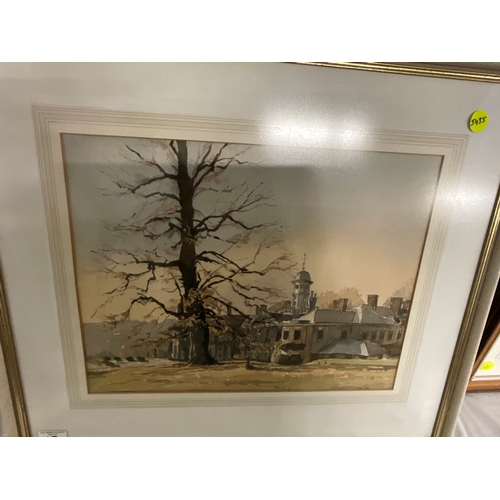 10 - TWO FRAMED AND GLAZED PICTURES ONE OF WELLS CATHEDRAL SIGNED PRINT STURGEON 34”x29” AND A WATERCOLOU... 