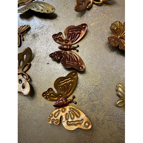 44 - METAL WALL HANGING WITH EMBOSSED BUTTERFLIES 19”X 26”