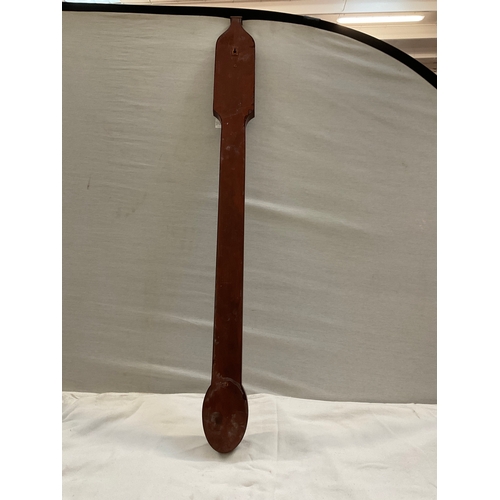 143 - EDWARDIAN MAHOGANY INLAID STICK BAROMETER H40”