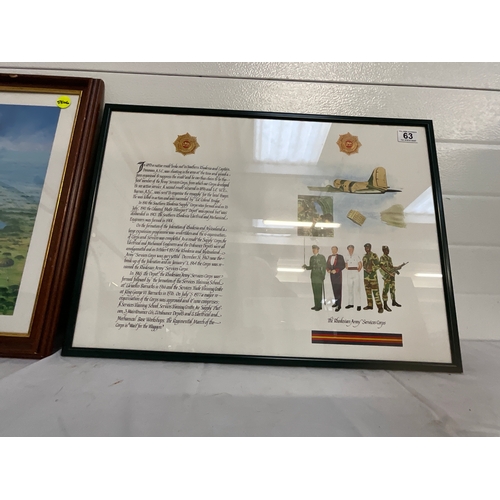 63 - TWO RHODESIAN MILITARY FRAMED PRINTS ONE SIGNED LTD EDITION 302/500 BY JOHN WYNNE HOPKINS MEASUREMEN... 