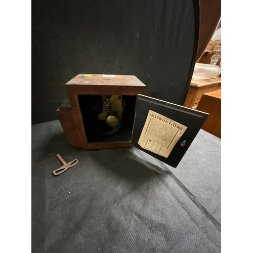 71 - TWO OAK CASED MANTLE CLOCKS ONE WITH KEY