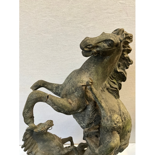 83 - LARGE SPELTER HORSE FIGURE H16” AF BELLOWS WOODEN BOXES