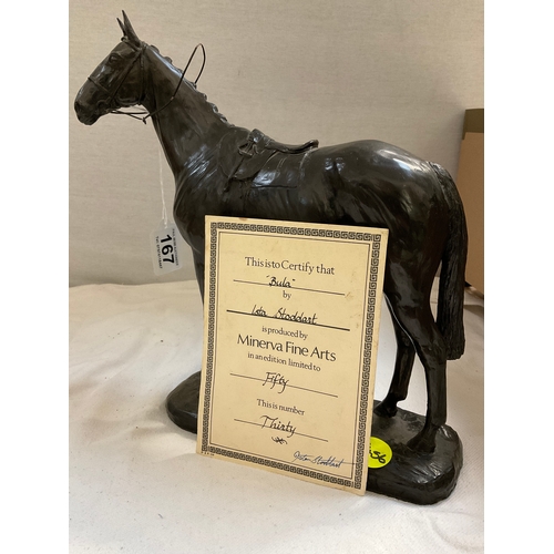 167 - LIMITED EDITION BRONZED HORSE WITH CERTIFICATE NUMBER 30 OF 50 “BULA” PRODUCED BY MINERVA FINE ARTS ... 