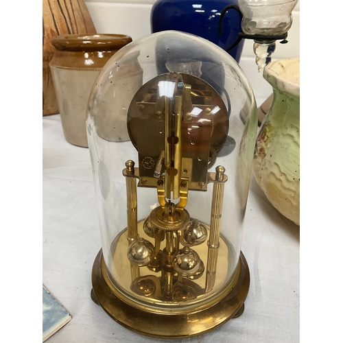 104 - QTY OF ODDS TO INCLUDE VASES, GLASS DOMED CLOCK ETC