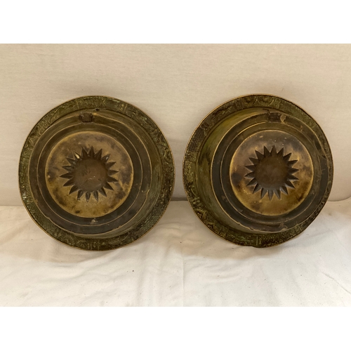 180 - PAIR OF BRASS ALMS BOWLS DIA12”