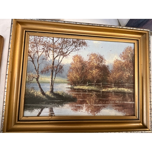 122 - FRAMED PAINTINGS AND PRINTS TWO OILS ON BOARD COUNTRY SCENES SIGNED NICHOLAS LEWIS TWO PARIS SCENE B... 