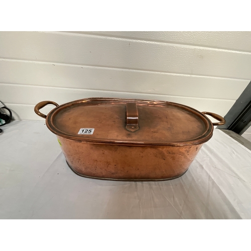 125 - VICTORIAN COPPER FISH KETTLE H7”W21”D13”