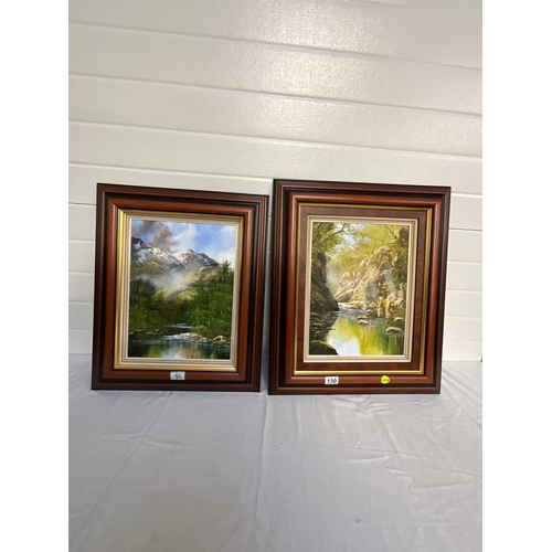 130 - TWO FRAMED OIL PAINTINGS WELSH RIVER SCENES LARGEST 25”X21” SIGNED EVANS LIGHT MARKS ON FRAME