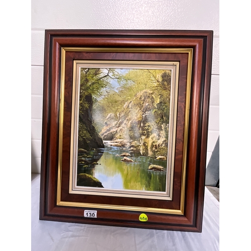 130 - TWO FRAMED OIL PAINTINGS WELSH RIVER SCENES LARGEST 25”X21” SIGNED EVANS LIGHT MARKS ON FRAME