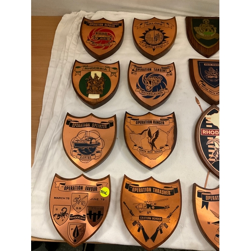 201 - QTY OF RHODESIAN WALL PLAQUES/SHIELDS MILITARY RELATED (20)