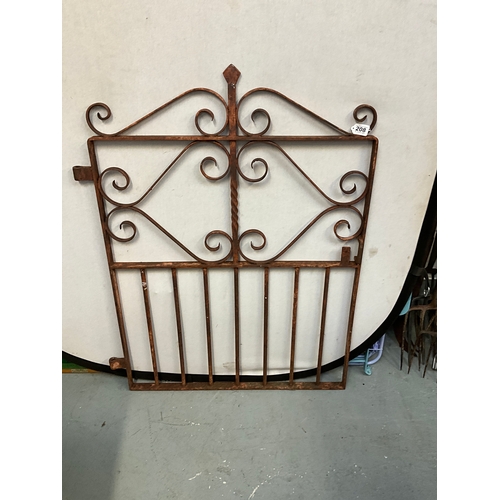 208 - VINTAGE CAST IRON DECORATIVE GARDEN GATE 44”x 34”