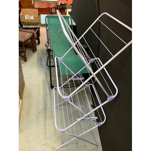 210 - METAL FOLDING TABLE, AIRER AND FOLDING SUN LOUNGER