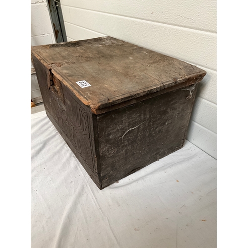 233 - EARLY OAK SILVER CHEST WITH CARVING TO FRONT A/F H12”W21”D15”