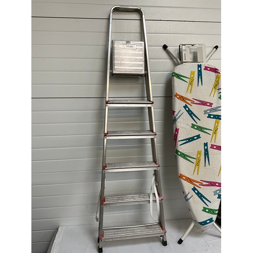 237 - SACK TROLLEY, 2 FOLDING STEP LADDERS AND IRONING BOARD