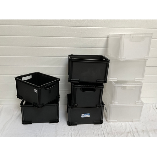 240 - 9 NEW PLASTIC CRATES