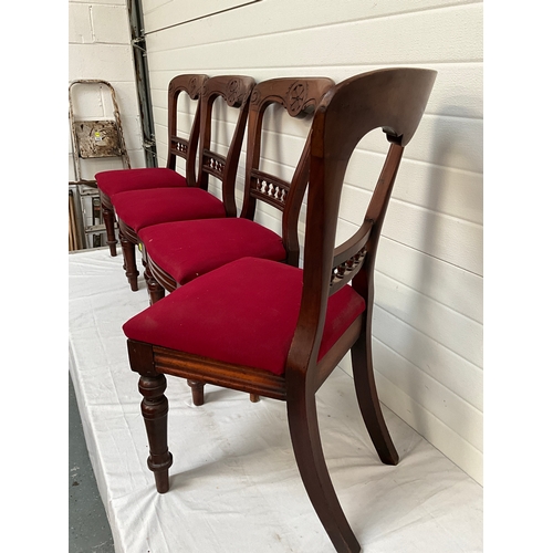 246 - 4 VICTORIAN MAHOGANY DINING CHAIRS WITH UPHOLSTERED SEATS