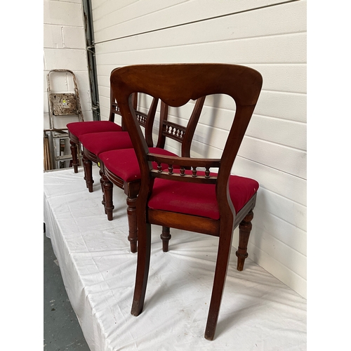 246 - 4 VICTORIAN MAHOGANY DINING CHAIRS WITH UPHOLSTERED SEATS