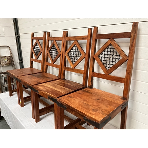 249 - SET OF 4 ACACIA WOOD DINING CHAIRS