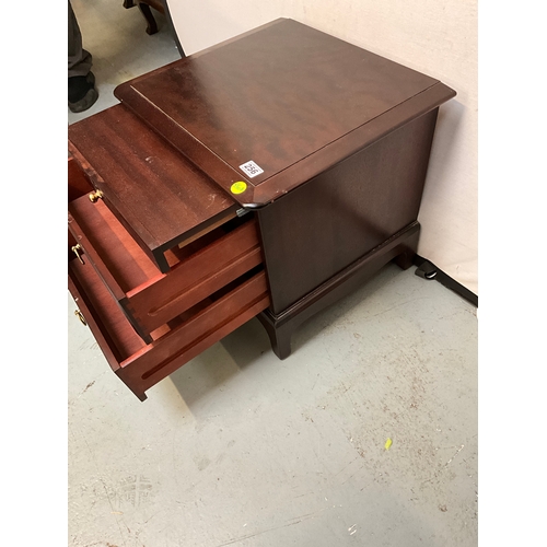 256 - STAG MERRIDEW MAHOGANY BEDSIDE CHEST WITH SLIDE TO TOP OVER 2 DRAWERS H20”W21”D18”