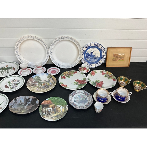 259 - BOX OF CHINA TO INCLUDE VICTORIAN BLUE AND WHITE WATER JUG, PORTMEIRION ITEMS, ROYAL DOULTON, WEDGWO... 