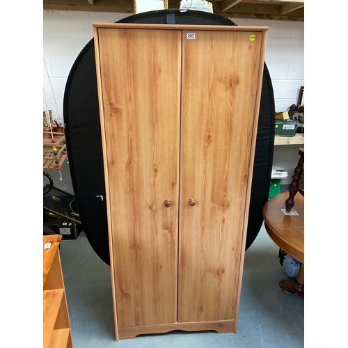 297 - MODERN PINE EFFECT DOUBLE WARDROBE H72”W31”D20”