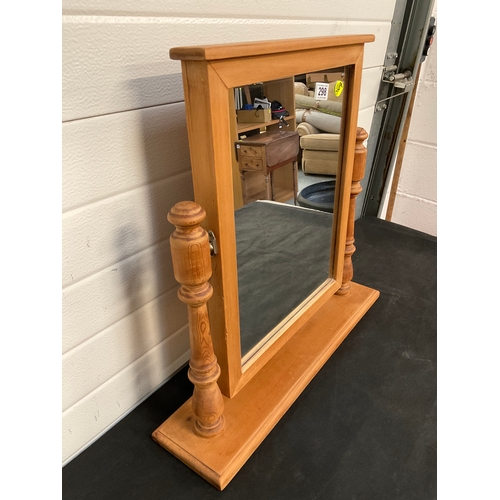 298 - MODERN PINE FREE STANDING MIRROR H23”W24”