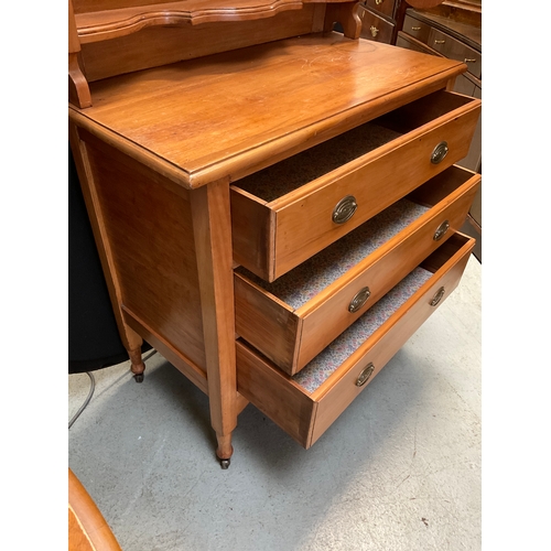 301 - EDWARDIAN SATINWOOD TRIPLE MIRROR DRESSING TABLE H58”W33”D17”