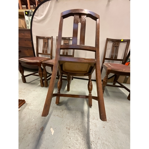 331 - FOUR OAK DINING CHAIRS LEATHER SEATS A/F