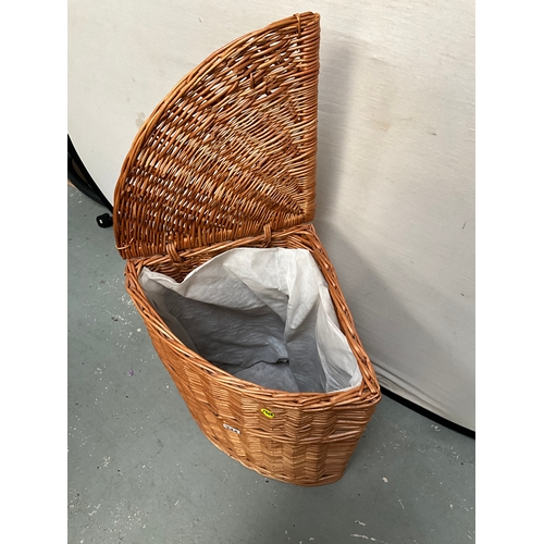 344 - WICKER CORNER LINEN BASKET H25”